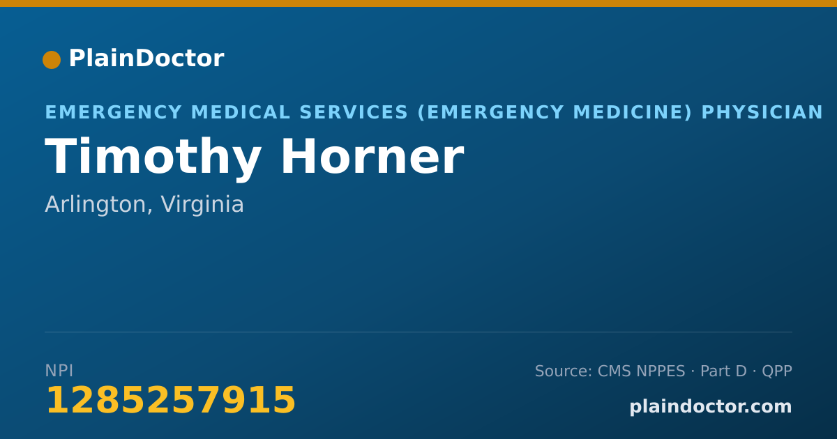 Shareable card for Timothy Horner - Emergency Medical Services (Emergency Medicine) Physician, Arlington, VA
