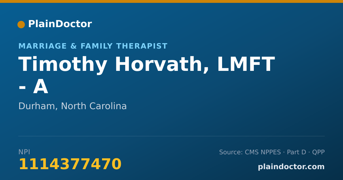 Shareable card for Timothy Horvath, LMFT - A - Marriage & Family Therapist, Durham, NC