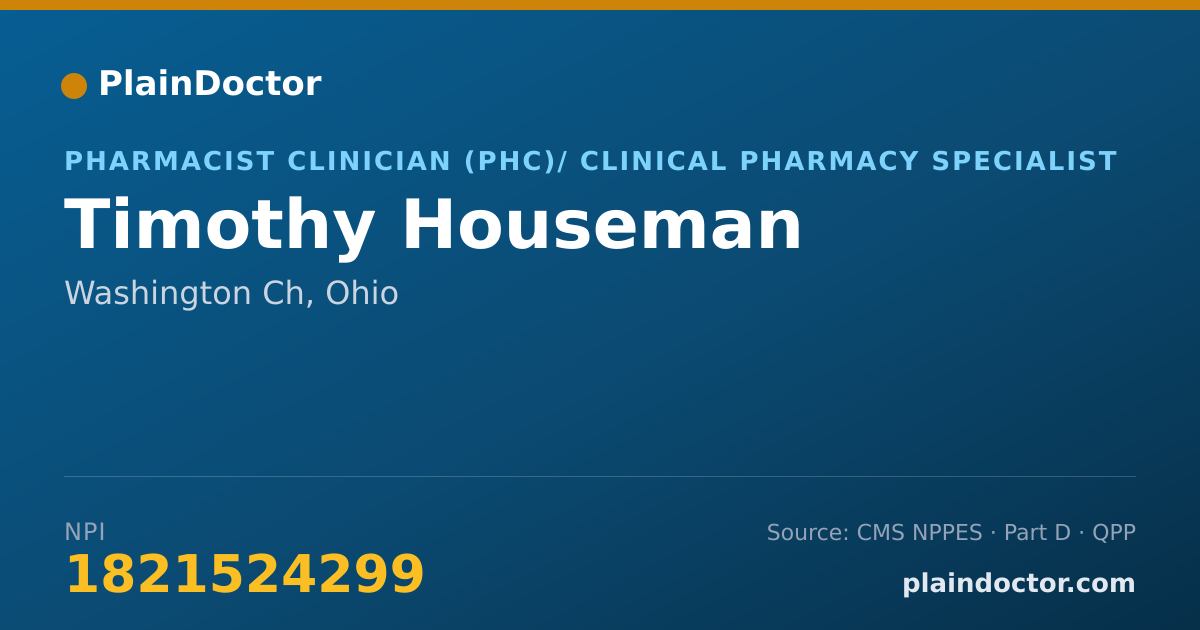 Shareable card for Timothy Houseman - Pharmacist, Washington C H, OH