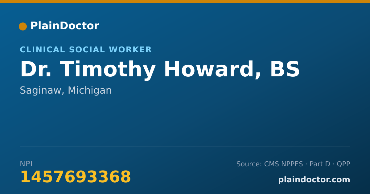 Shareable card for Timothy Howard, BS - Clinical Social Worker, Saginaw, MI