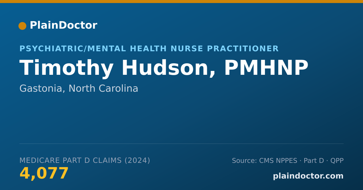Shareable card for Timothy Hudson, PMHNP - Psychiatric/Mental Health Nurse Practitioner, Gastonia, NC