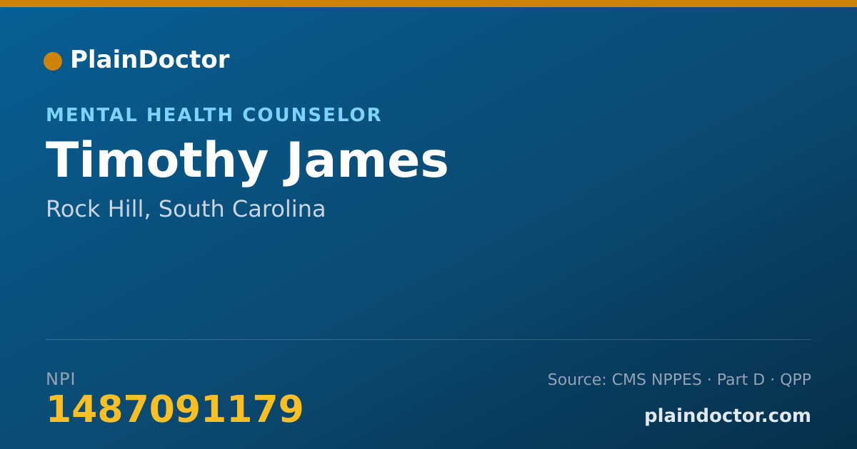 Shareable card for Timothy James - Mental Health Counselor, Rock Hill, SC