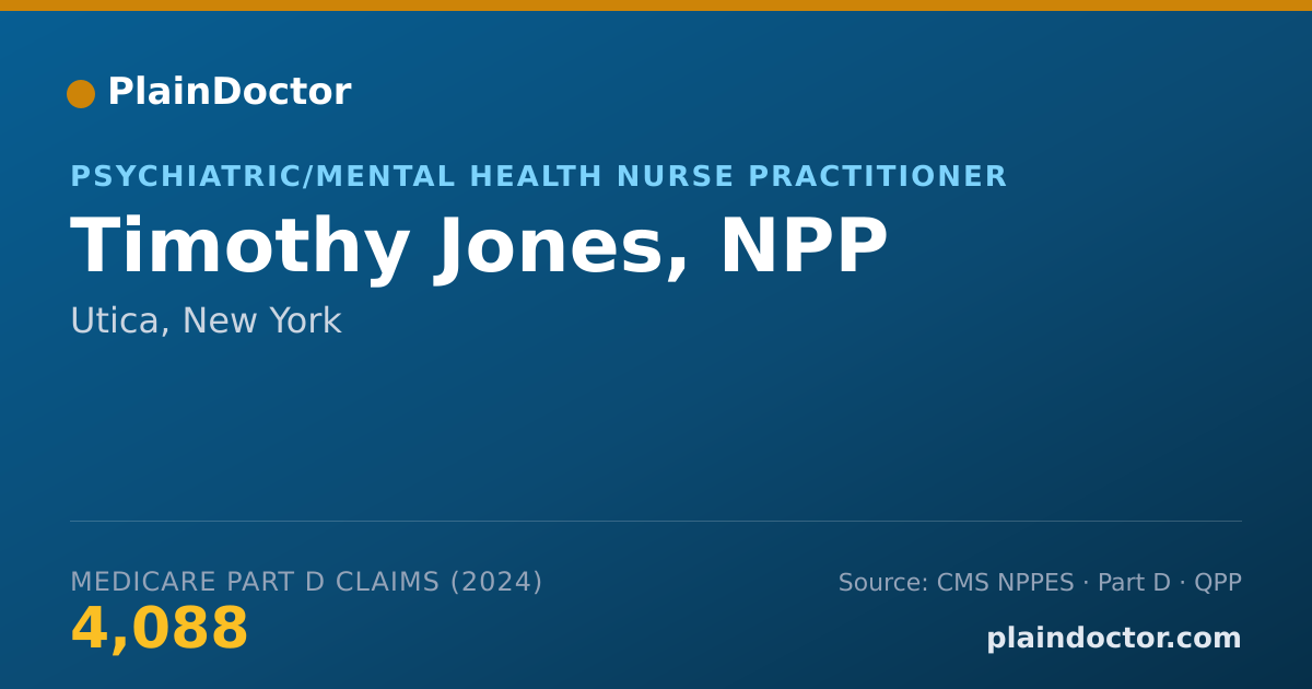 Shareable card for Timothy Jones, NPP - Psychiatric/Mental Health Nurse Practitioner, Utica, NY