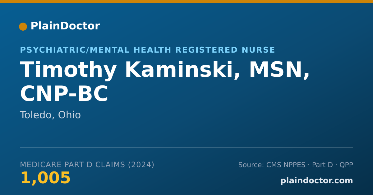Shareable card for Timothy Kaminski, MSN, CNP-BC - Psychiatric/Mental Health Registered Nurse, Toledo, OH