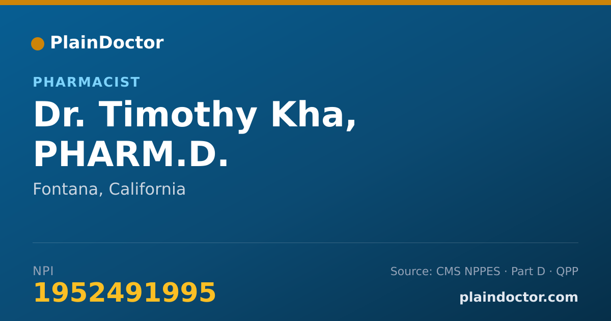 Shareable card for Timothy Kha, PHARM.D. - Pharmacist, Fontana, CA