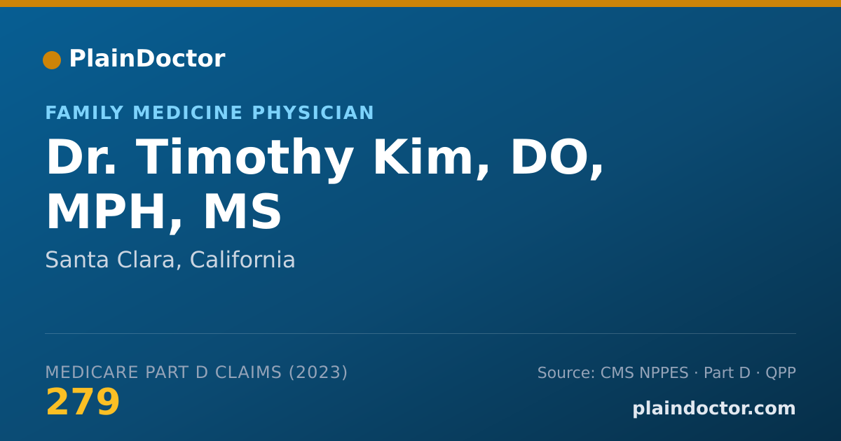 Shareable card for Timothy Kim, DO, MPH, MS - Family Medicine Physician, Santa Clara, CA