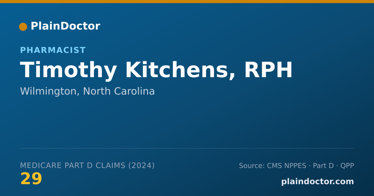 Shareable card for Timothy Kitchens, RPH - Pharmacist, Wilmington, NC