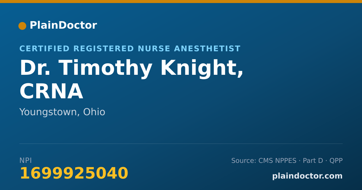 Shareable card for Timothy Knight, CRNA - Certified Registered Nurse Anesthetist, Youngstown, OH