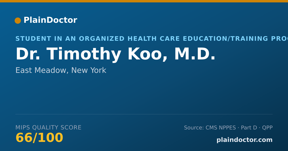 Shareable card for Timothy Koo, M.D. - Student in an Organized Health Care Education/Training Program, East Meadow, NY