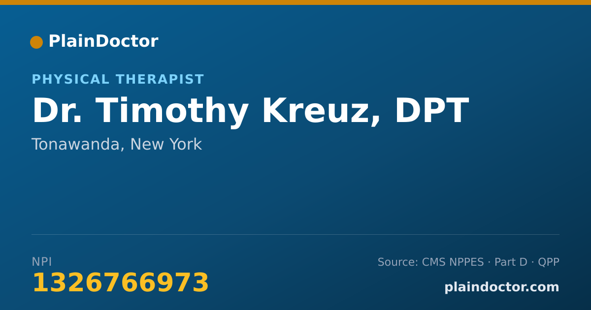Shareable card for Timothy Kreuz, DPT - Physical Therapist, Tonawanda, NY
