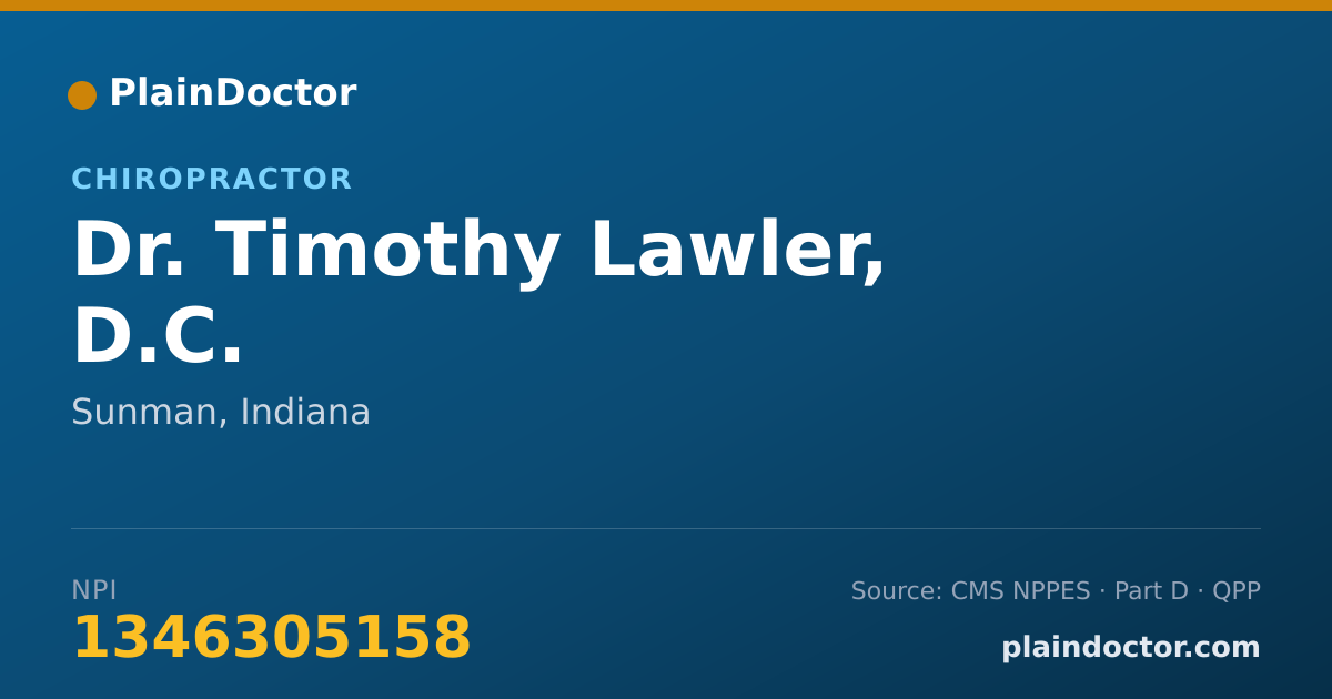 Shareable card for Timothy Lawler, D.C. - Chiropractor, Sunman, IN