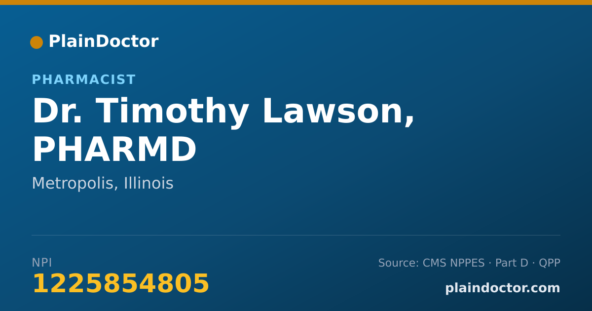 Shareable card for Timothy Lawson, PHARMD - Pharmacist, Metropolis, IL