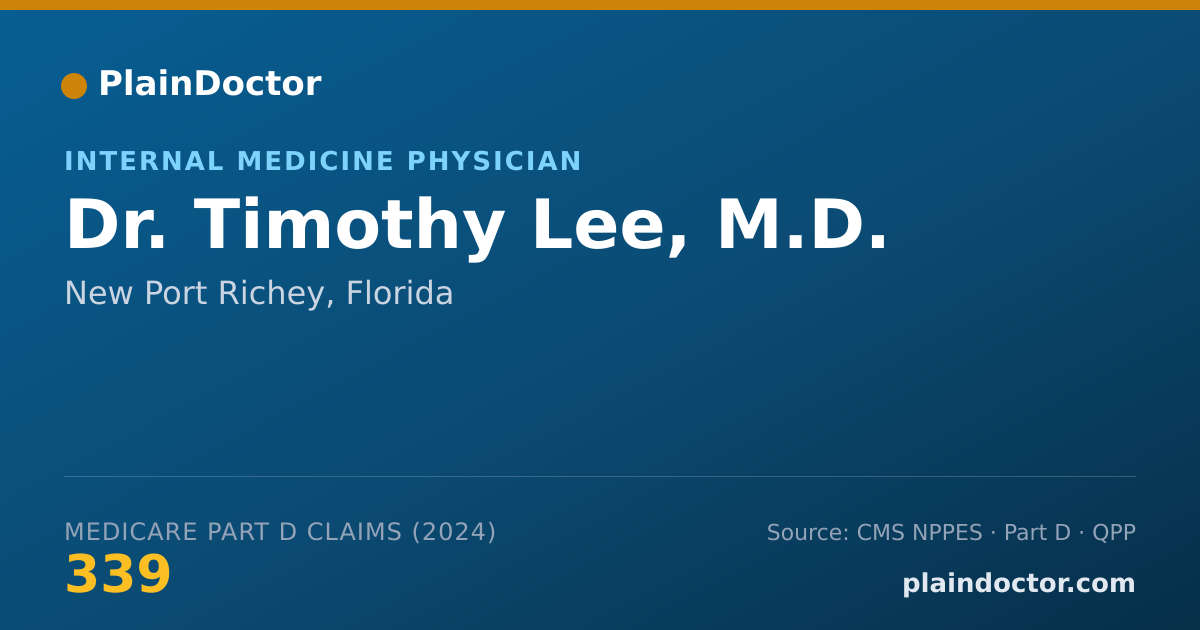 Shareable card for Timothy Lee, M.D. - Internal Medicine Physician, New Port Richey, FL
