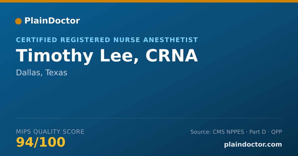 Shareable card for Timothy Lee, CRNA - Certified Registered Nurse Anesthetist, Dallas, TX