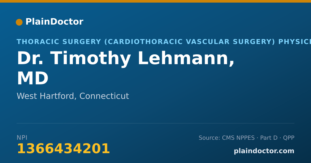 Shareable card for Timothy Lehmann, MD - Thoracic Surgery (Cardiothoracic Vascular Surgery) Physician, West Hartford, CT