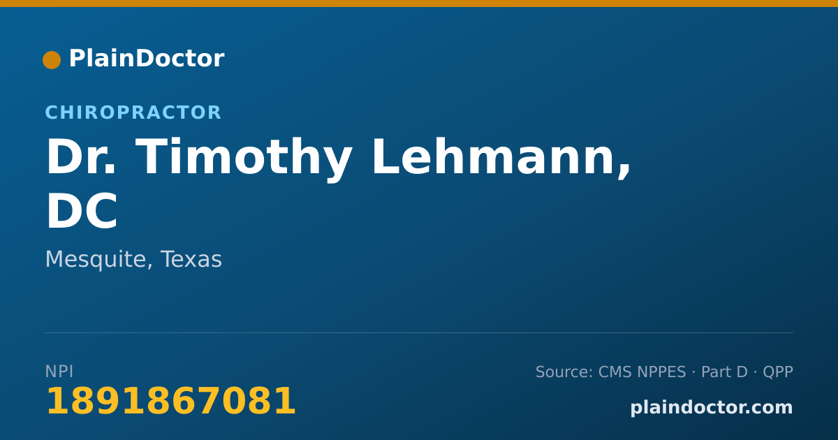 Shareable card for Timothy Lehmann, DC - Chiropractor, Mesquite, TX