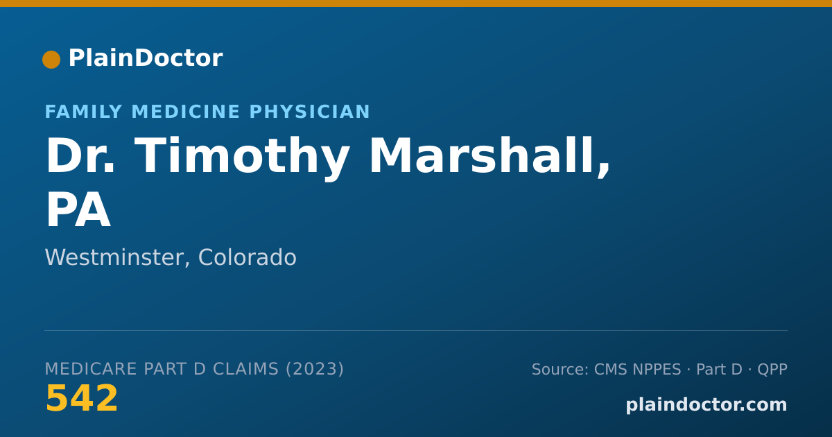 Shareable card for Timothy Marshall, PA - Family Medicine Physician, Westminster, CO