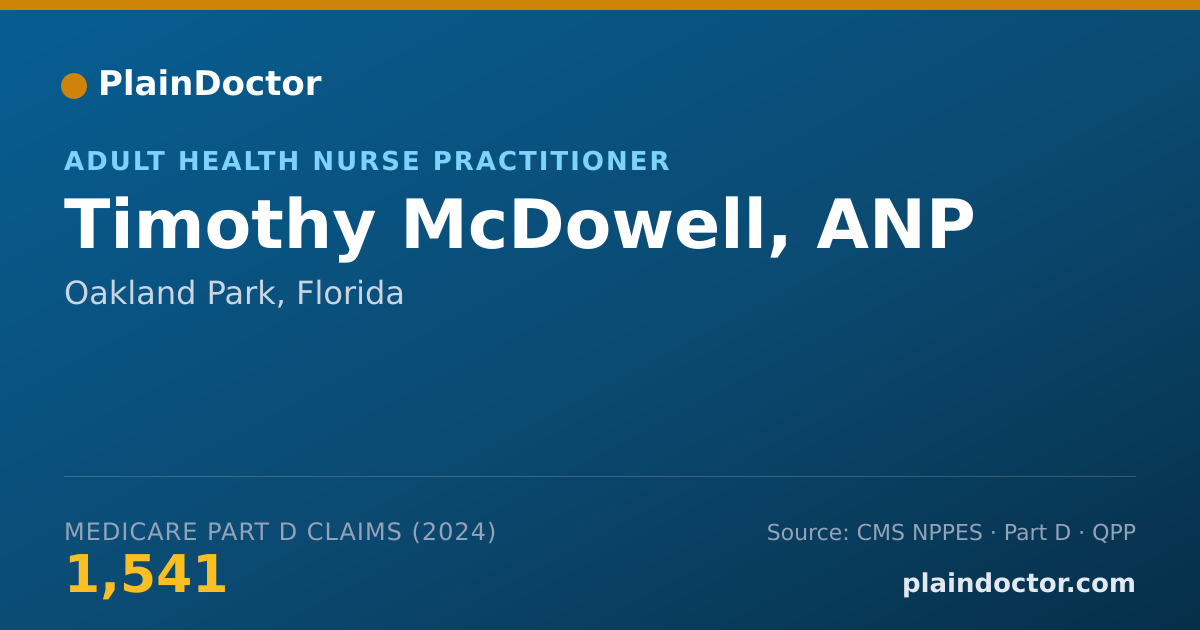 Shareable card for Timothy McDowell, ANP - Adult Health Nurse Practitioner, Oakland Park, FL
