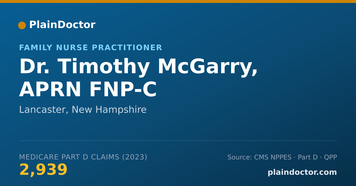 Shareable card for Timothy McGarry, APRN FNP-C - Family Nurse Practitioner, Lancaster, NH