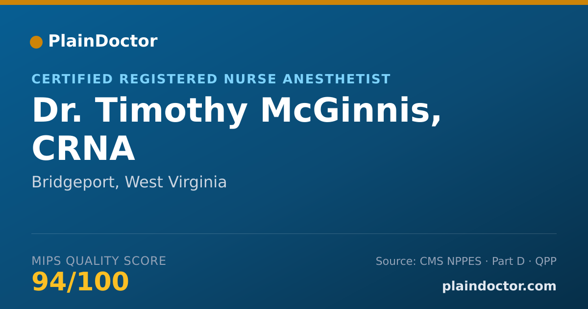 Shareable card for Timothy McGinnis, CRNA - Certified Registered Nurse Anesthetist, Bridgeport, WV