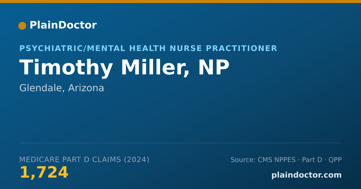 Shareable card for Timothy Miller, NP - Psychiatric/Mental Health Nurse Practitioner, Glendale, AZ