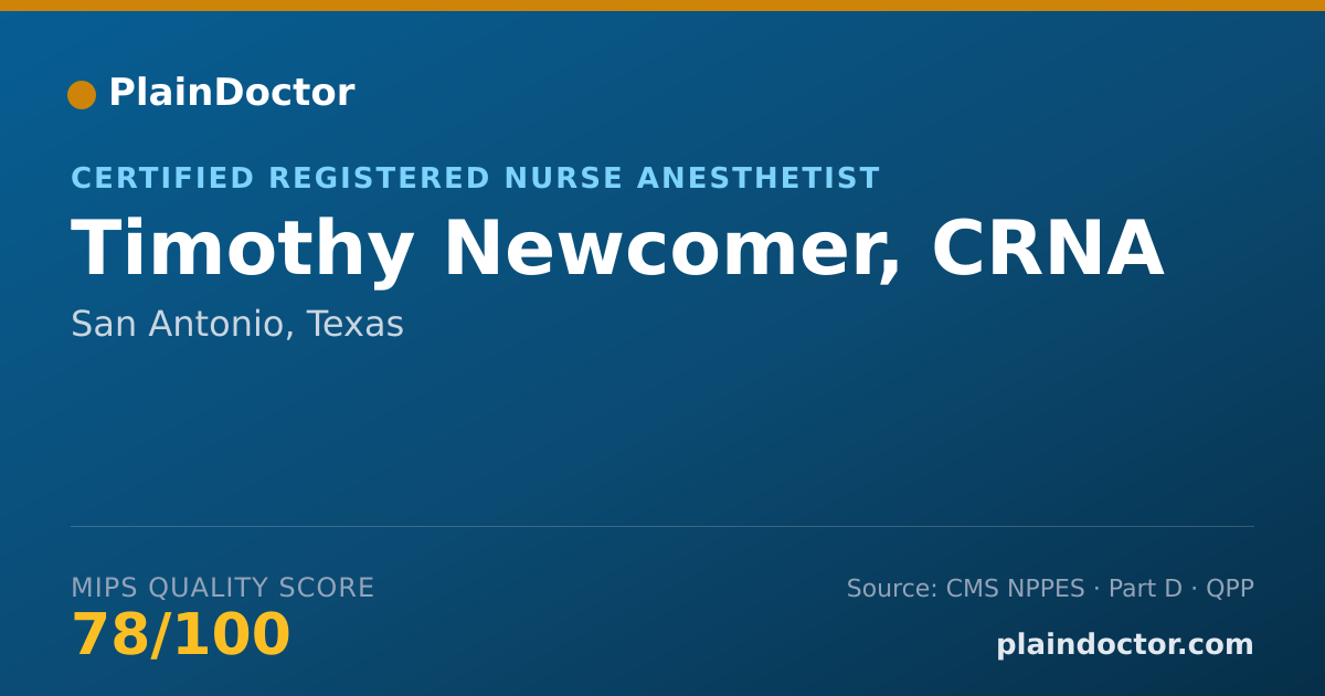 Shareable card for Timothy Newcomer, CRNA - Certified Registered Nurse Anesthetist, San Antonio, TX