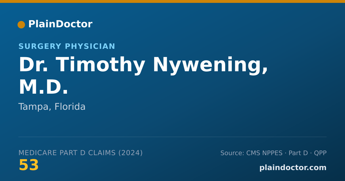 Shareable card for Timothy Nywening, M.D. - Surgery Physician, Tampa, FL