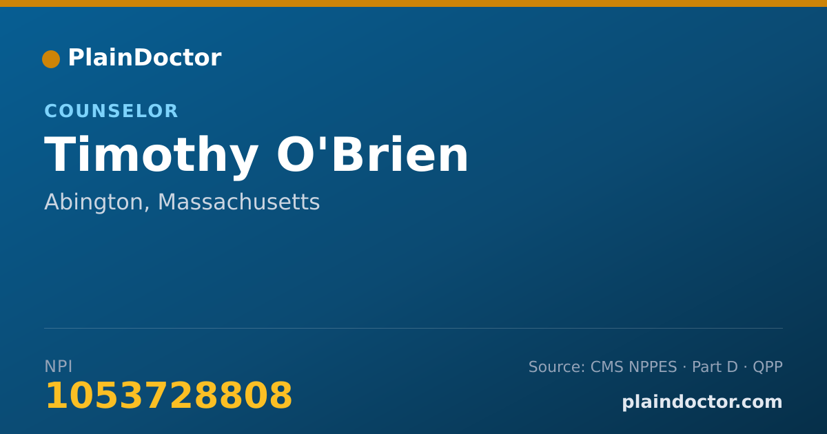 Shareable card for Timothy O'Brien - Counselor, Abington, MA