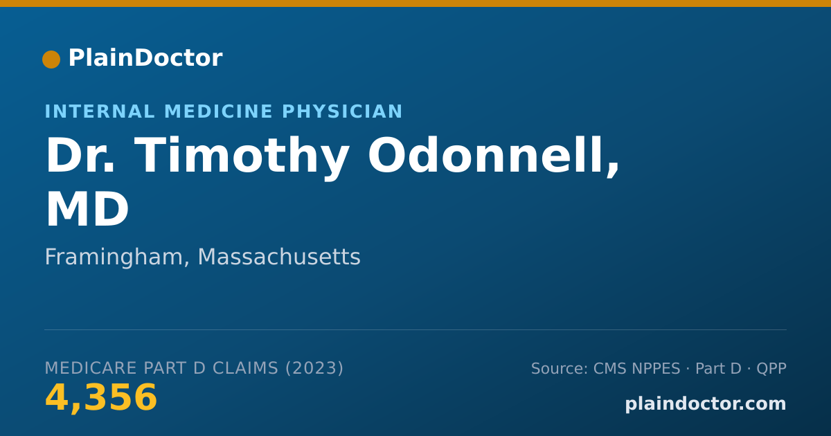 Shareable card for Timothy Odonnell, MD - Internal Medicine Physician, Framingham, MA