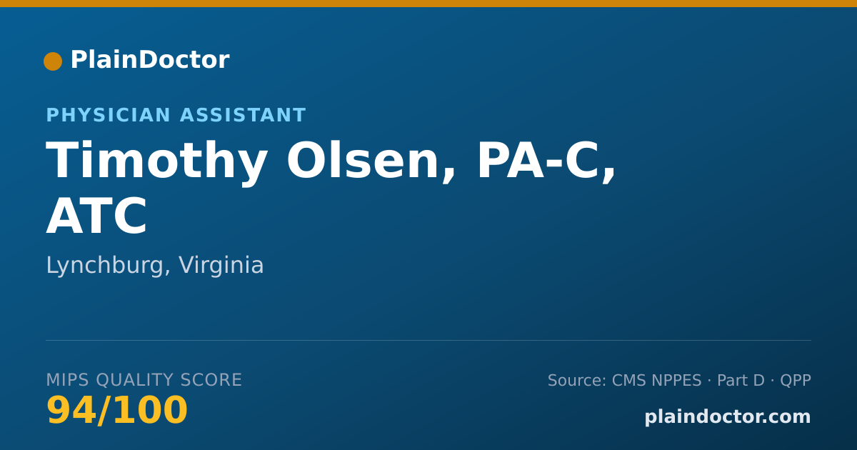 Shareable card for Timothy Olsen, PA-C, ATC - Neuroscience Clinical Nurse Specialist, Lynchburg, VA