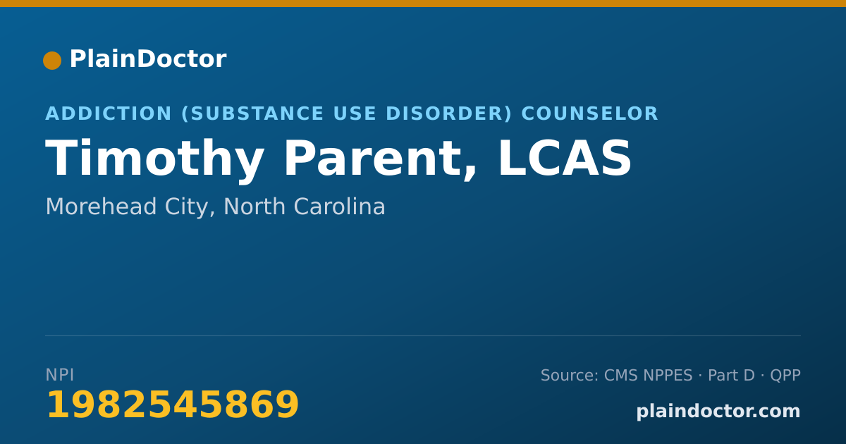 Shareable card for Timothy Parent, LCAS - Addiction (Substance Use Disorder) Counselor, Morehead City, NC