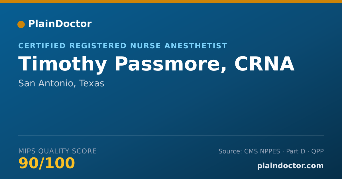 Shareable card for Timothy Passmore, CRNA - Certified Registered Nurse Anesthetist, San Antonio, TX