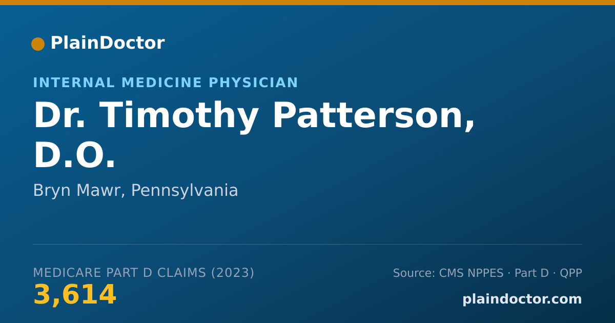 Shareable card for Timothy Patterson, D.O. - Internal Medicine Physician, Bryn Mawr, PA