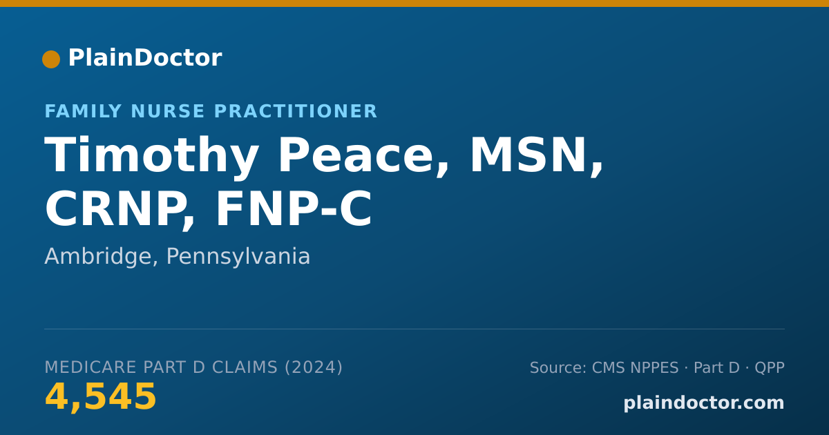 Shareable card for Timothy Peace, MSN, CRNP, FNP-C - Family Nurse Practitioner, Ambridge, PA