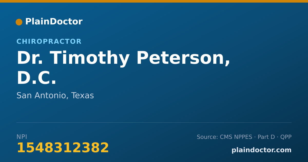Shareable card for Timothy Peterson, D.C. - Chiropractor, San Antonio, TX