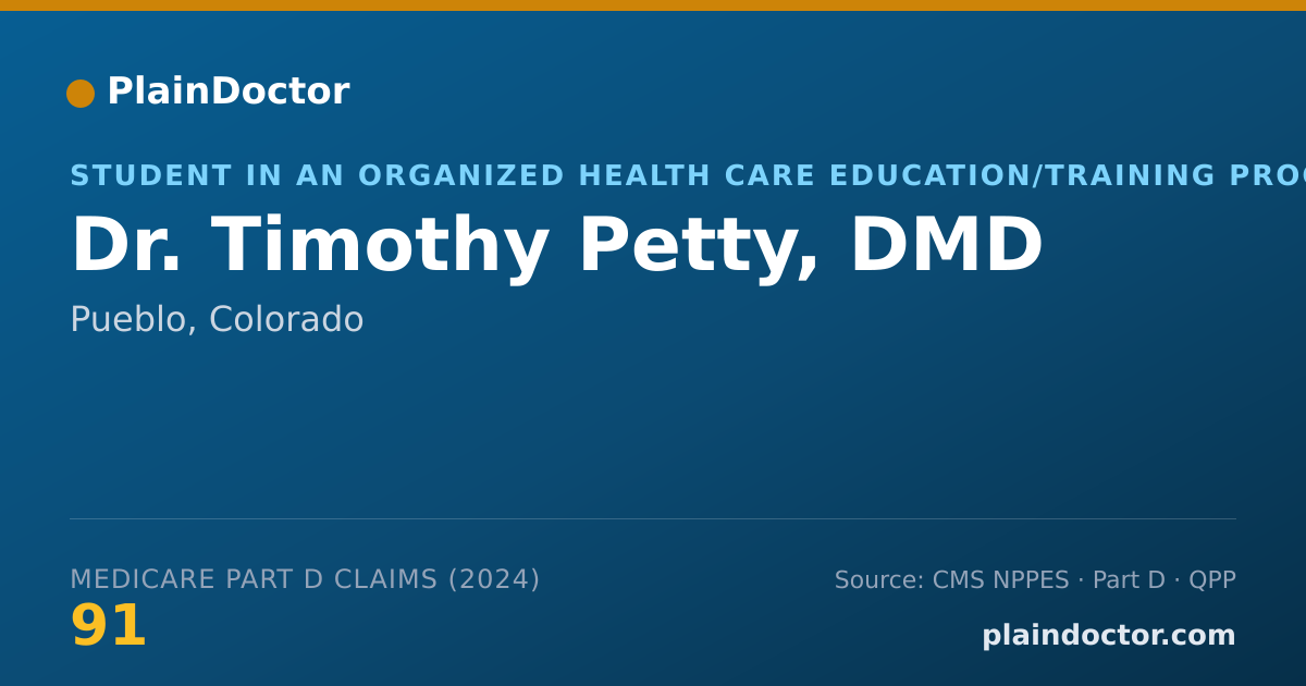 Shareable card for Timothy Petty, DMD - Student in an Organized Health Care Education/Training Program, Pueblo, CO