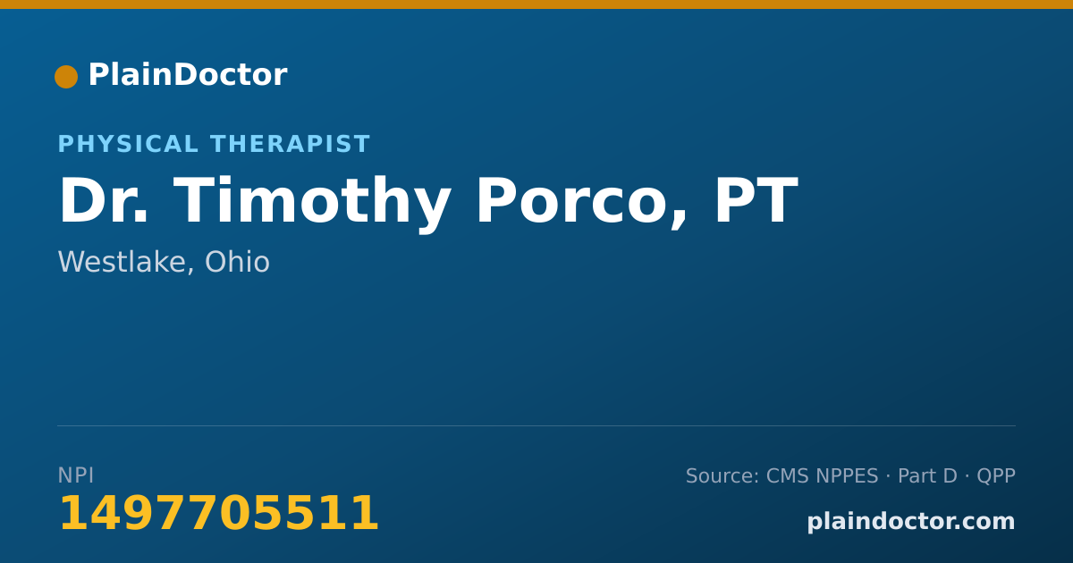 Shareable card for Timothy Porco, PT - Physical Therapist, Westlake, OH