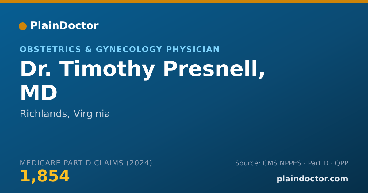 Shareable card for Timothy Presnell, MD - Obstetrics & Gynecology Physician, Richlands, VA
