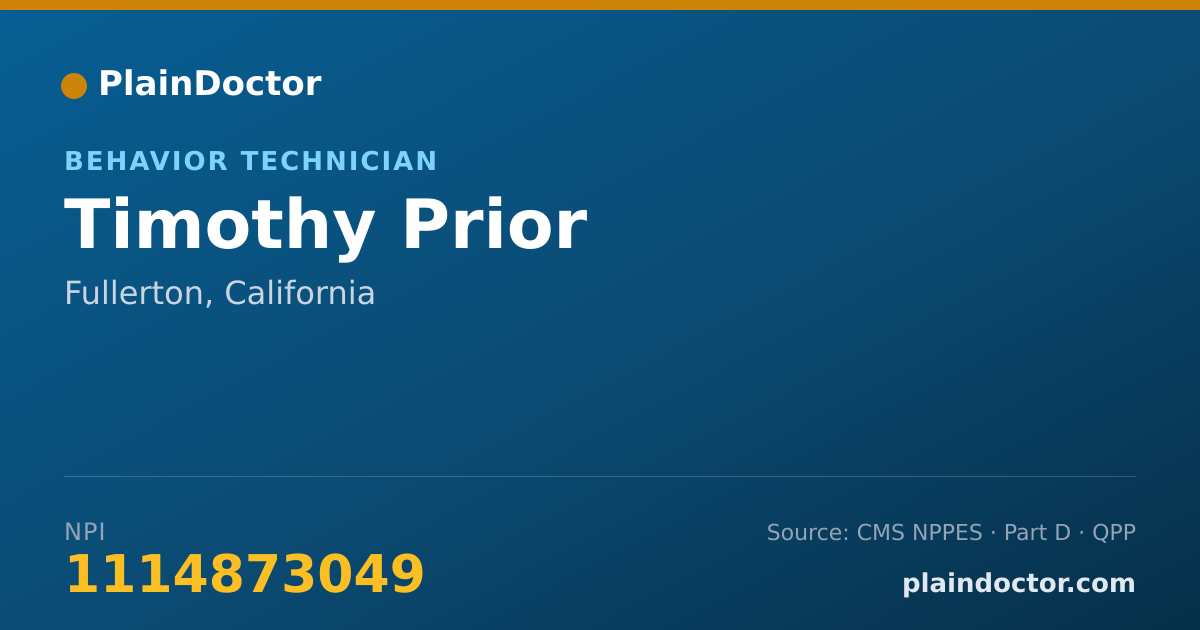 Shareable card for Timothy Prior - Behavior Technician, Fullerton, CA
