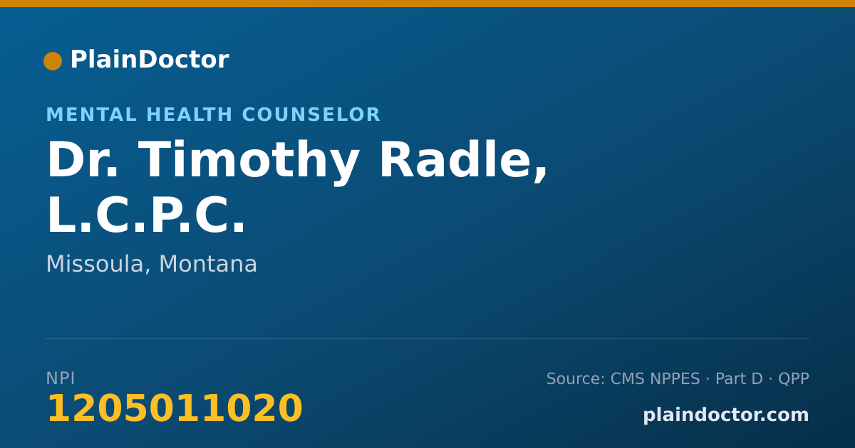 Shareable card for Timothy Radle, L.C.P.C. - Mental Health Counselor, Missoula, MT