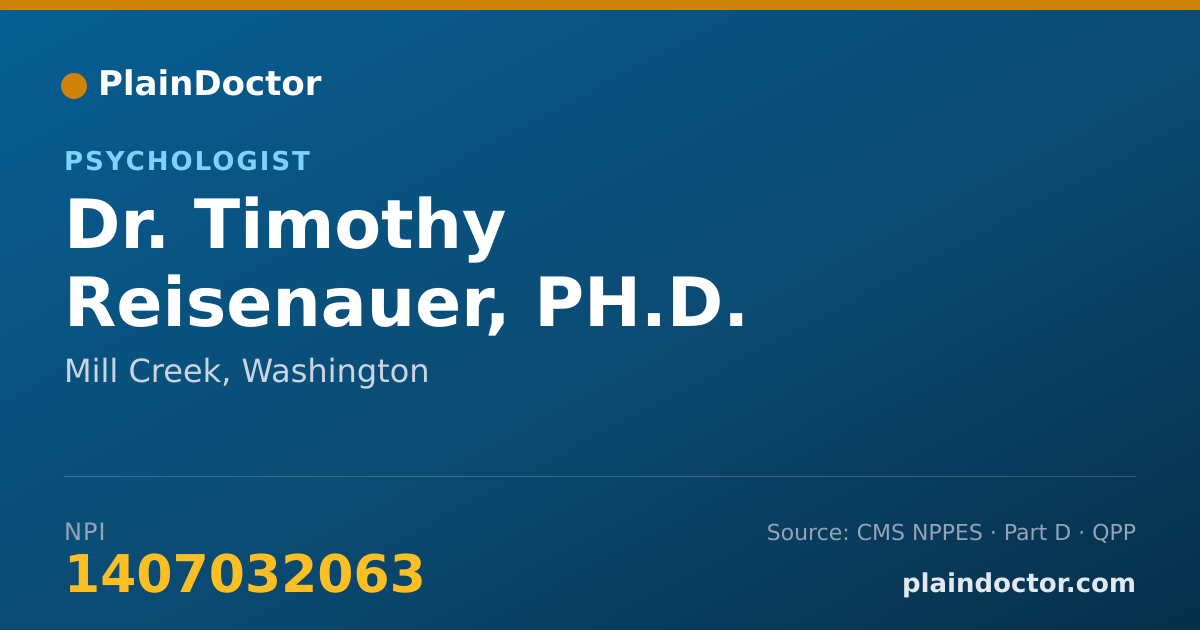 Shareable card for Timothy Reisenauer, PH.D. - Psychologist, Mill Creek, WA