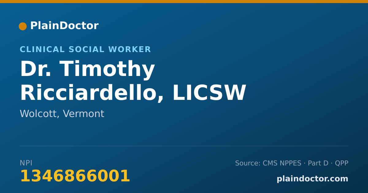 Shareable card for Timothy Ricciardello, LICSW - Clinical Social Worker, Wolcott, VT