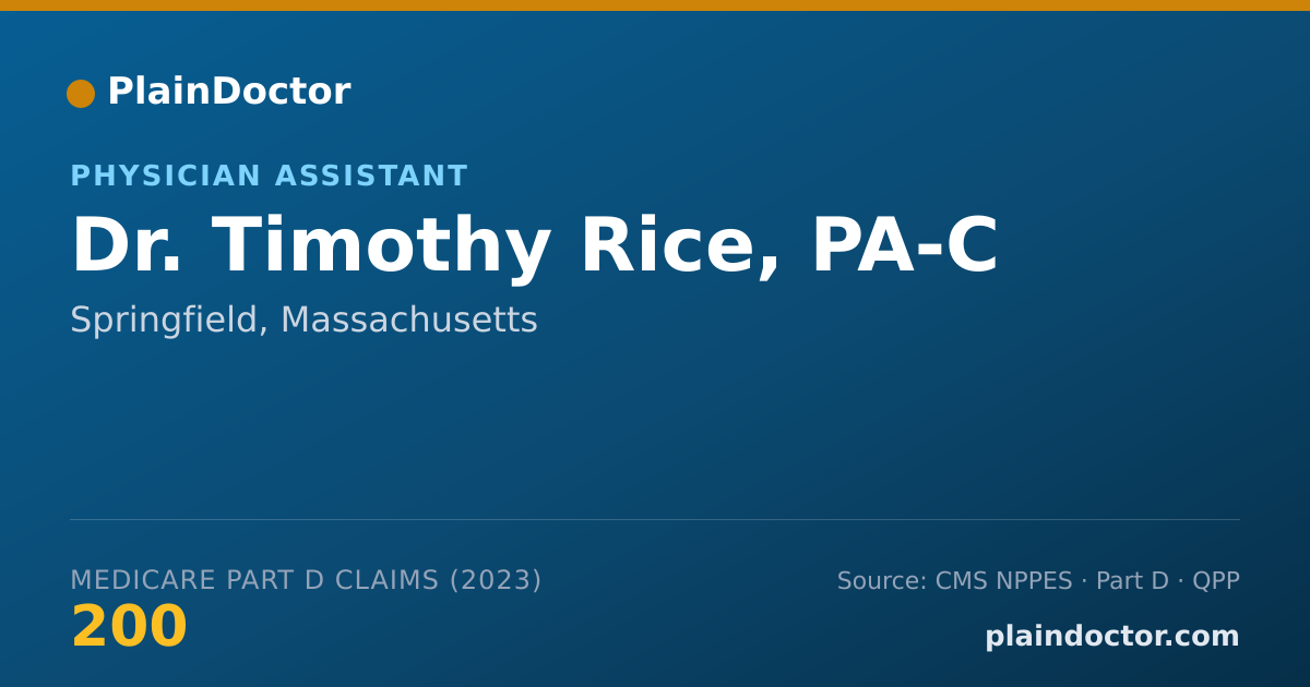 Shareable card for Timothy Rice, PA-C - Physician Assistant, Springfield, MA