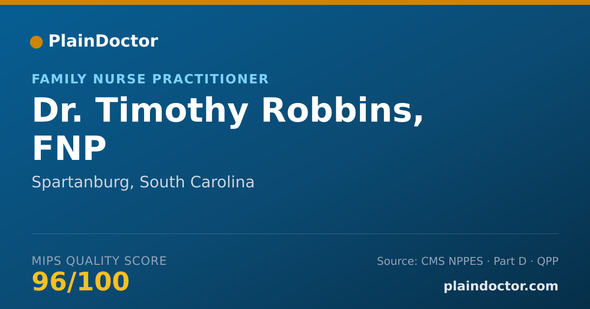 Shareable card for Timothy Robbins, FNP - Family Nurse Practitioner, Spartanburg, SC