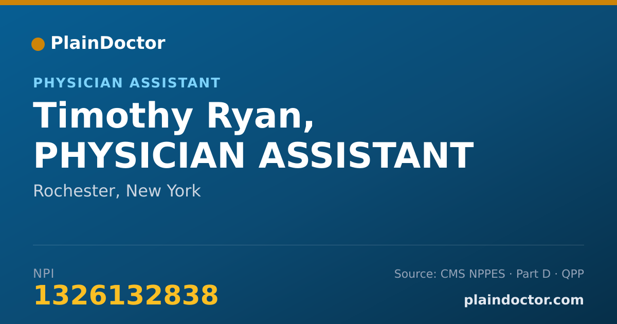 Shareable card for Timothy Ryan, PHYSICIAN ASSISTANT - Physician Assistant, Rochester, NY