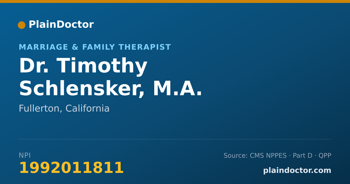 Shareable card for Timothy Schlensker, M.A. - Marriage & Family Therapist, Fullerton, CA