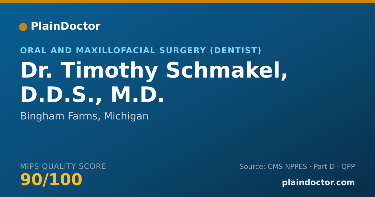 Shareable card for Timothy Schmakel, D.D.S., M.D. - Oral and Maxillofacial Surgery (Dentist), Bingham Farms, MI