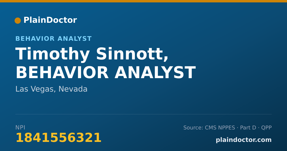 Shareable card for Timothy Sinnott, BEHAVIOR ANALYST - Behavior Analyst, Las Vegas, NV