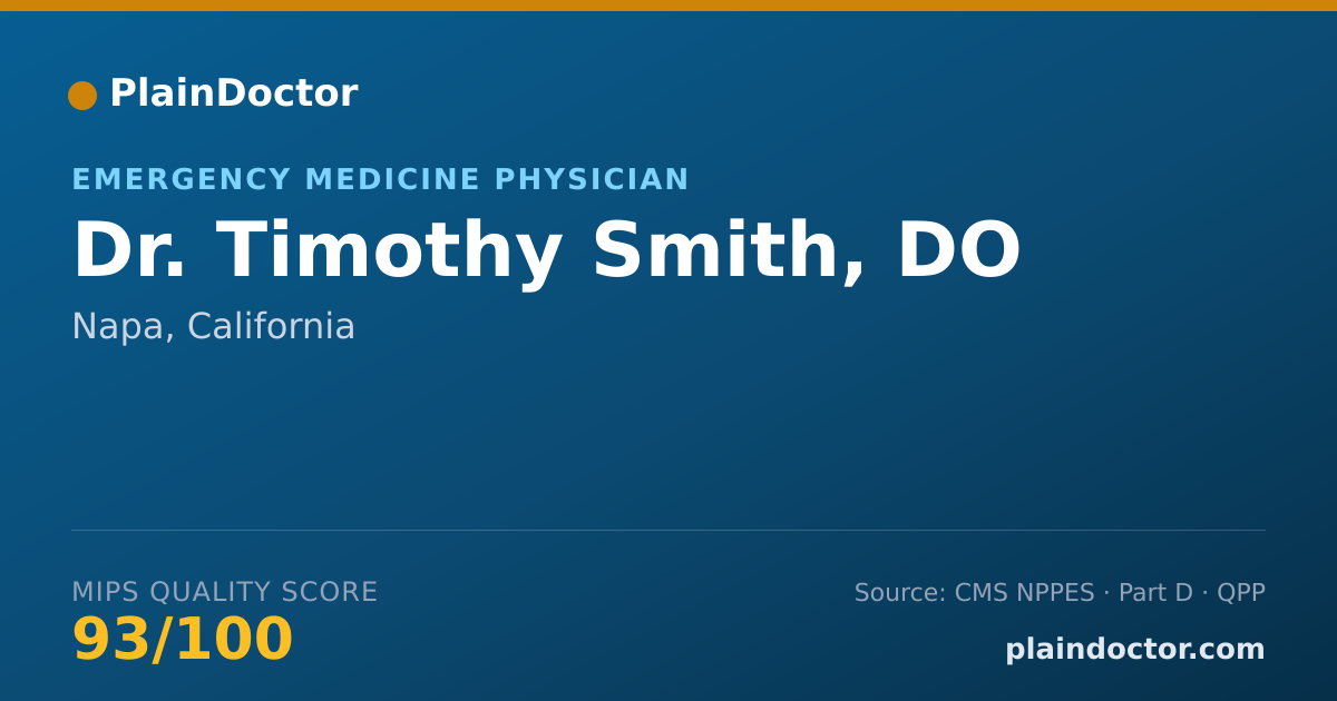 Shareable card for Timothy Smith, DO - Emergency Medicine Physician, Napa, CA