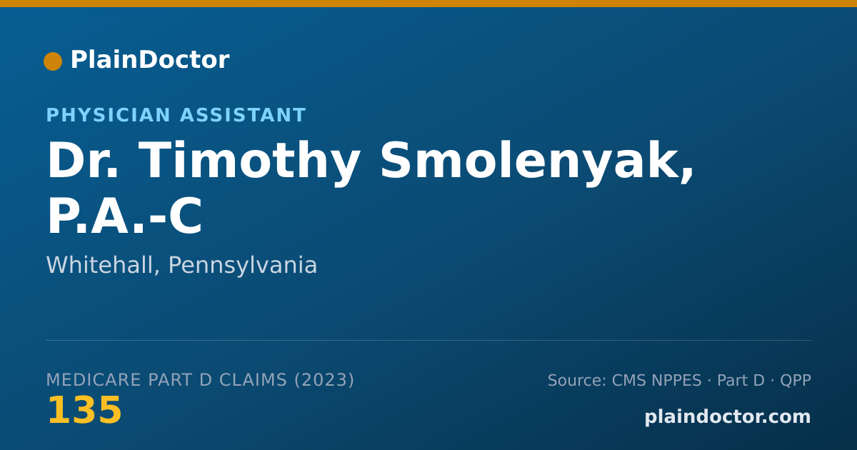 Shareable card for Timothy Smolenyak, P.A.-C - Physician Assistant, Whitehall, PA